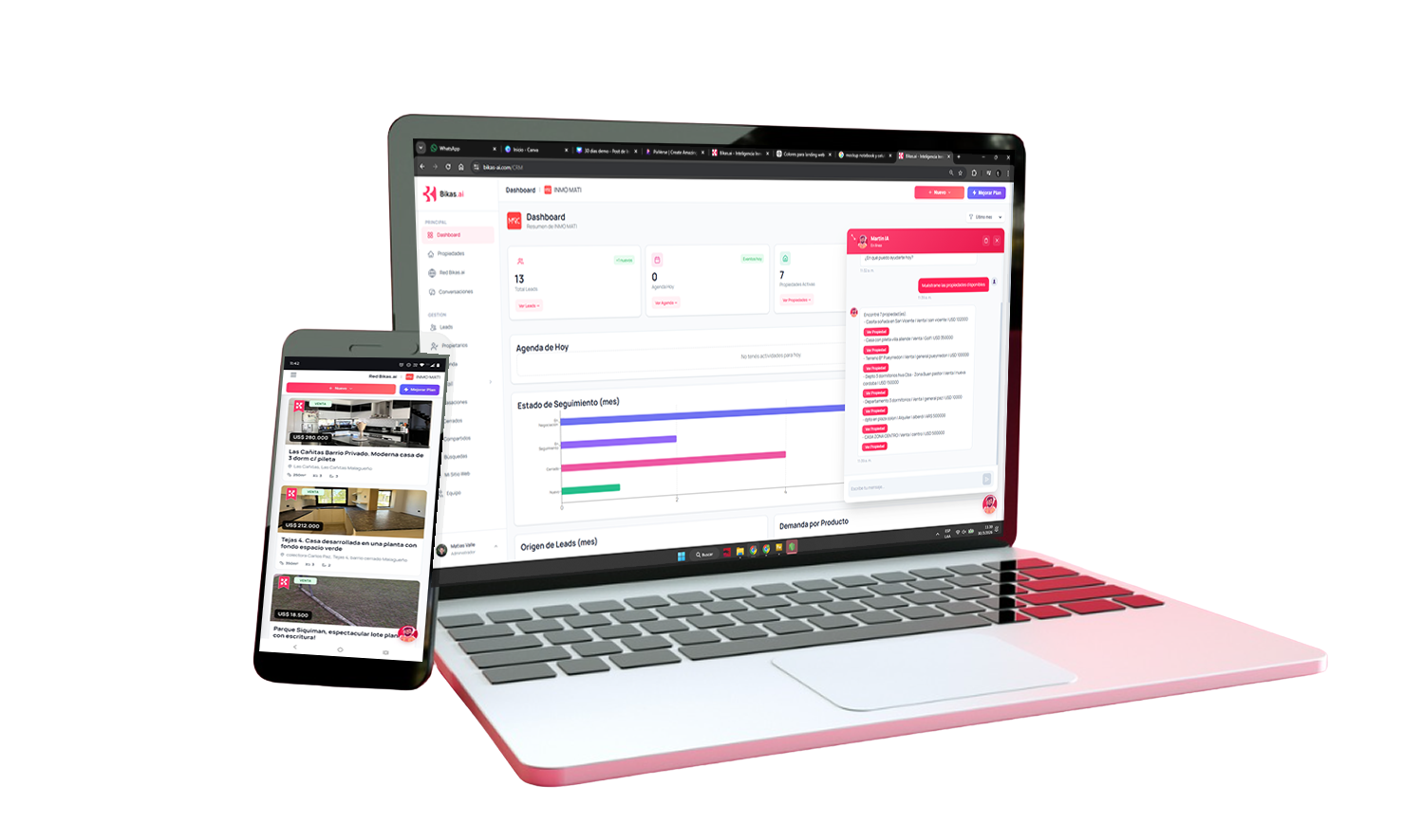 Bikas.ai en computadora y telefono